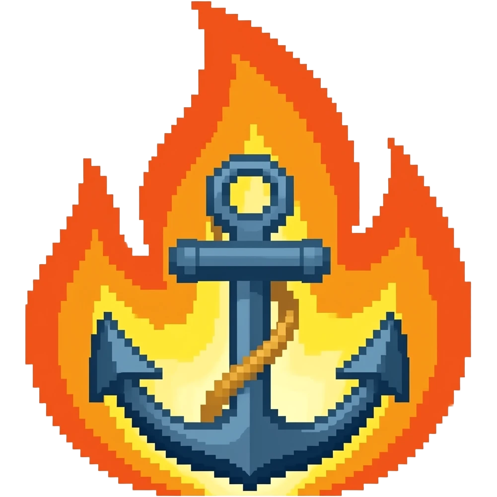 generate me a pixelated anchor on fire the file should be no larger than 256kb emoji