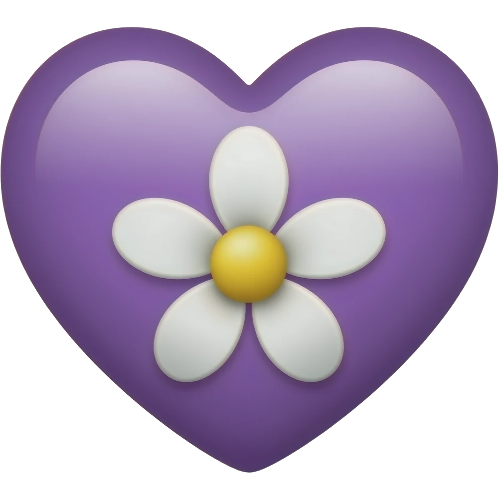 Purple and white flower in a heart emoji
