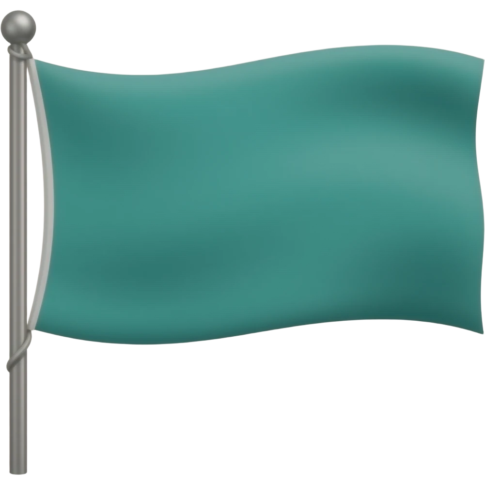 Teal flag on flag pole blowing in wind emoji