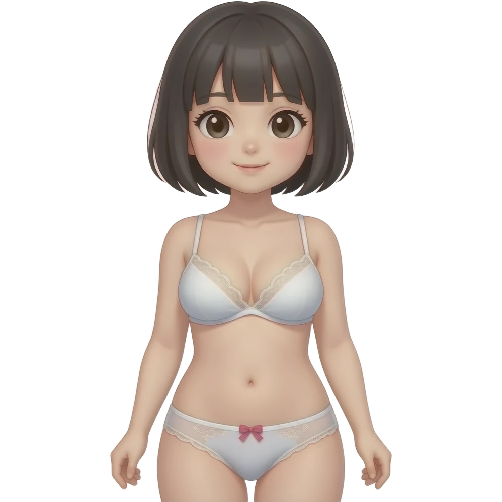 巨乳のボブカットの下着姿の幼女 emoji