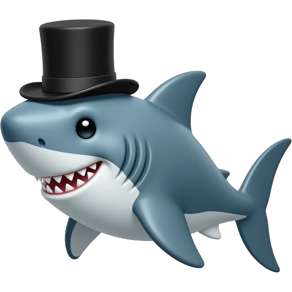 Shark with a top hat emoji