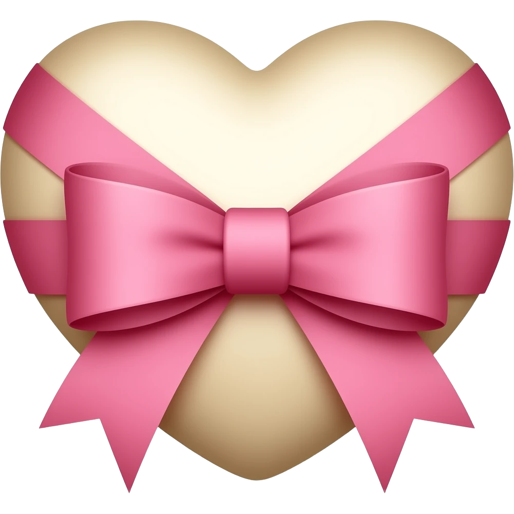Beige heart with a pink ribbon bows emoji