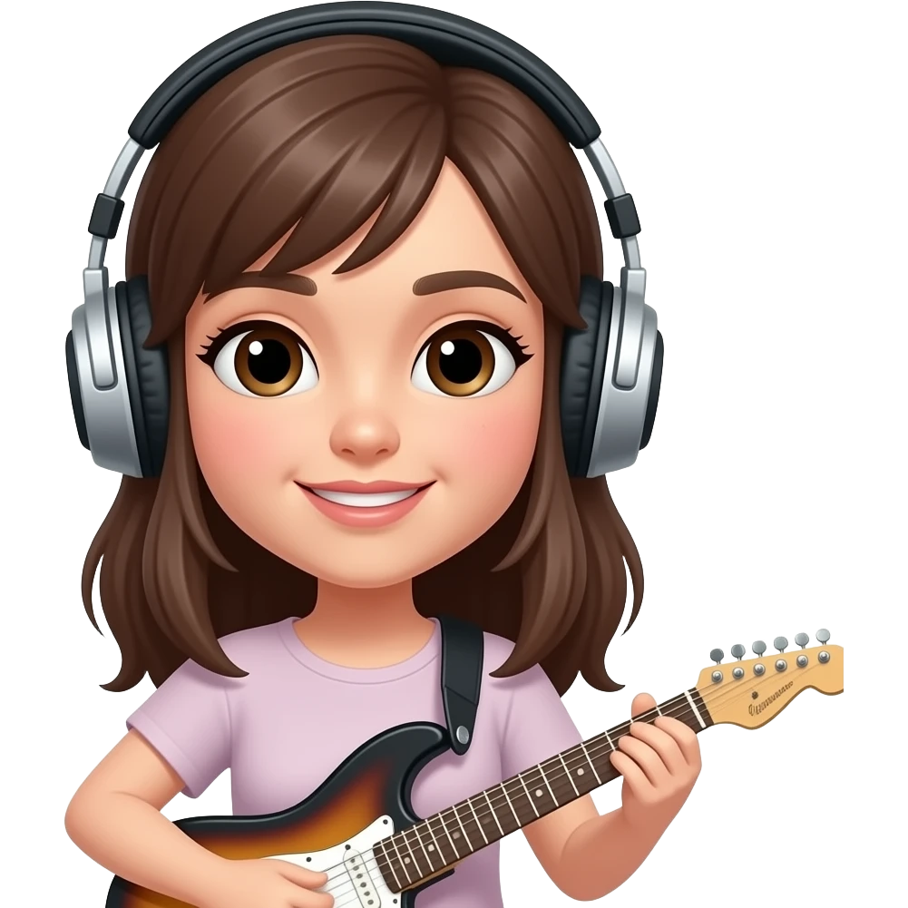 Guitarists GIRL with Headphones, 1 person emoji
