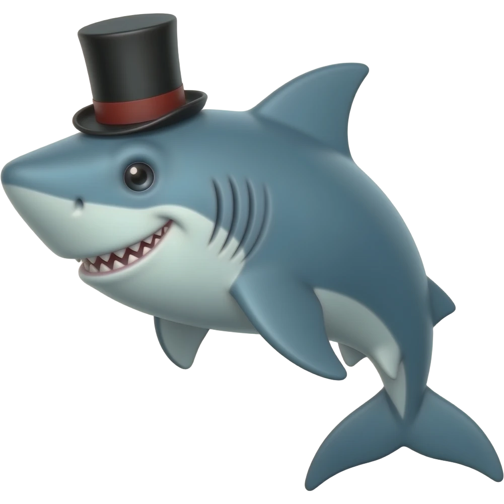 Shark with a top hat emoji