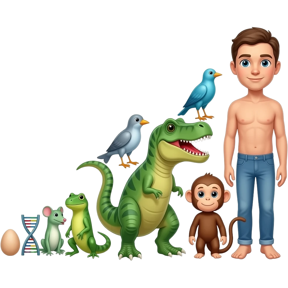 🥚🧬🐟🐸🦎🐊🦖🐦🐁🐒🫈🧍evolution emoji