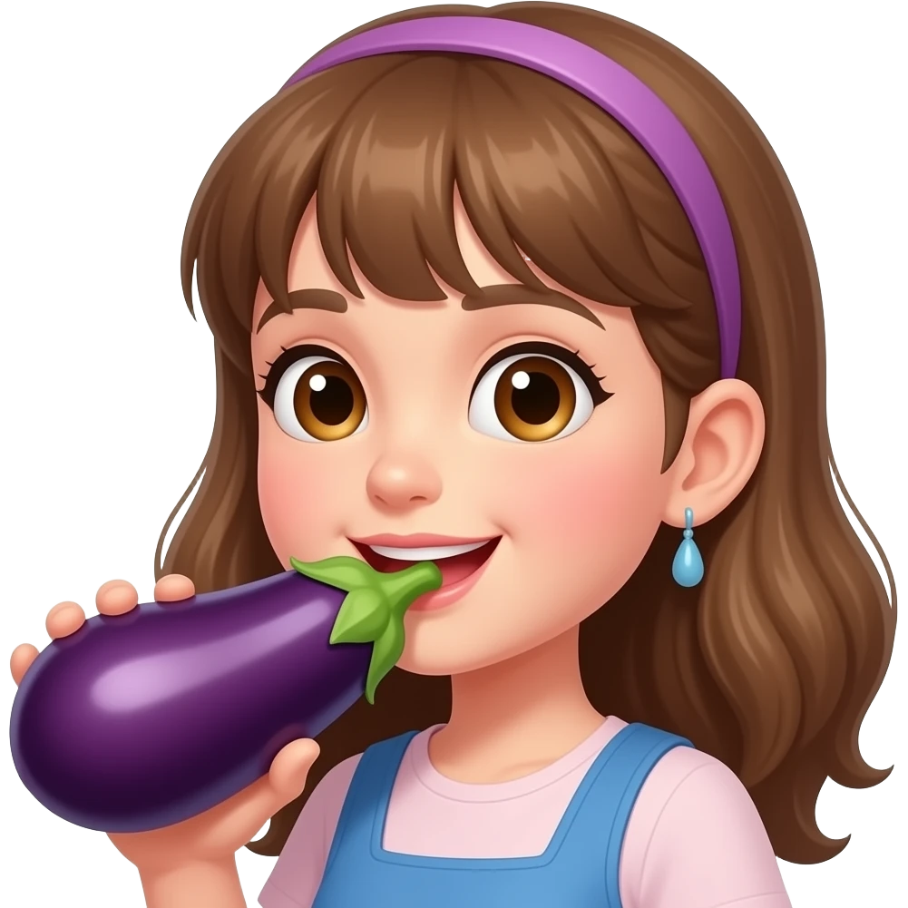 Girl sucking eggplant emoji