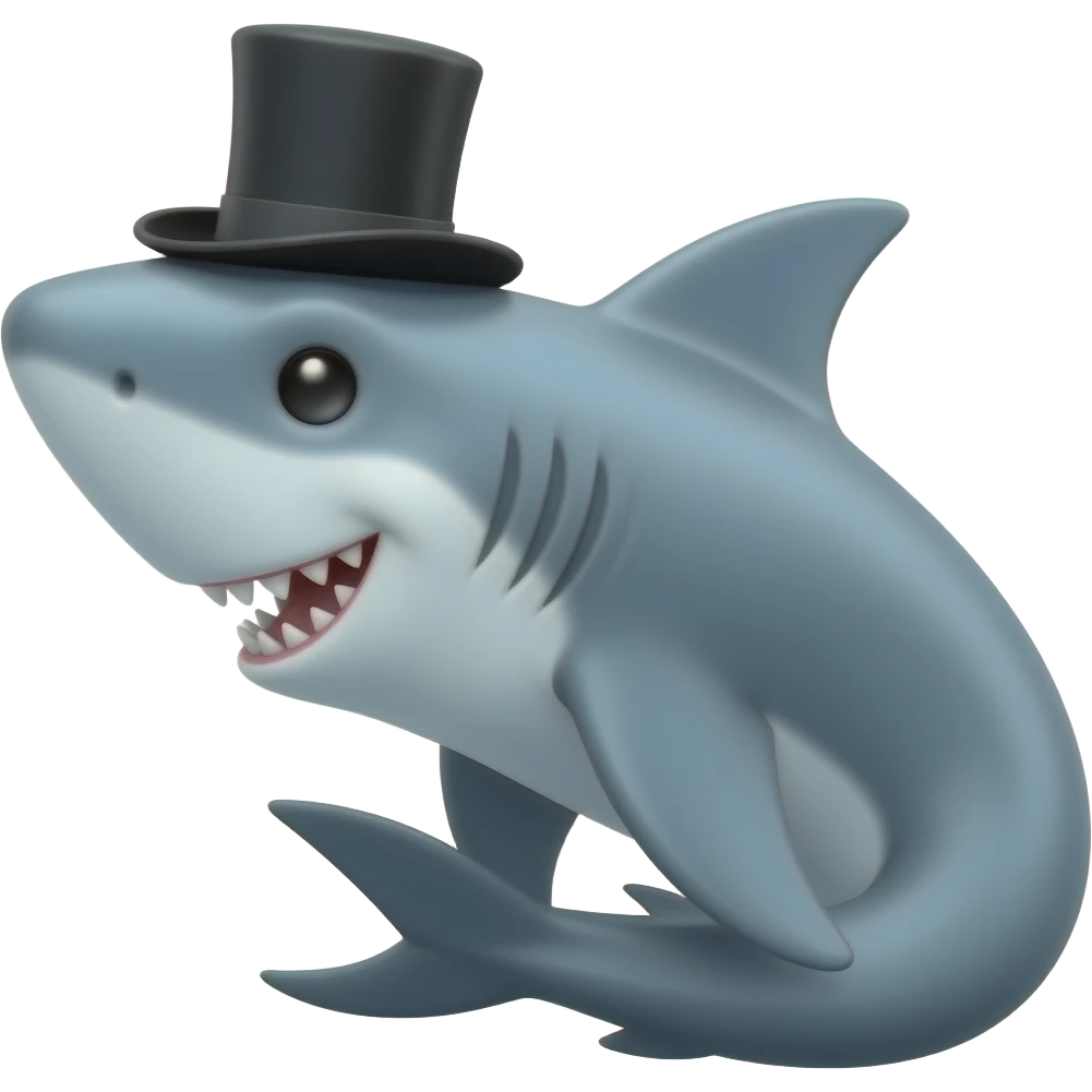 Shark with a top hat emoji