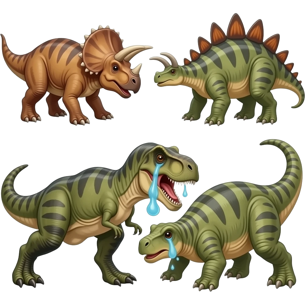 Triceratops,stegosaurus and ankylosaurus hits T. rex T. rex cries emoji