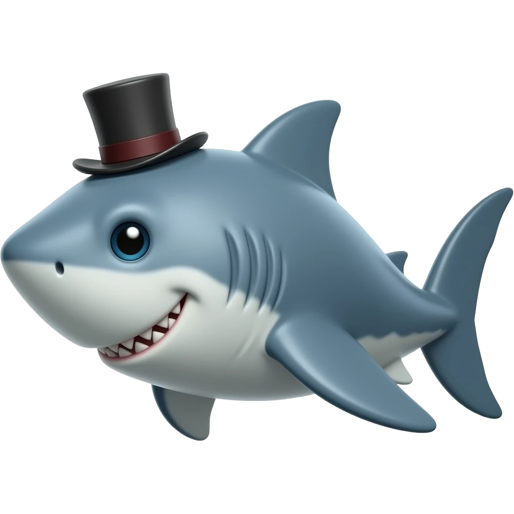 Shark with a top hat emoji