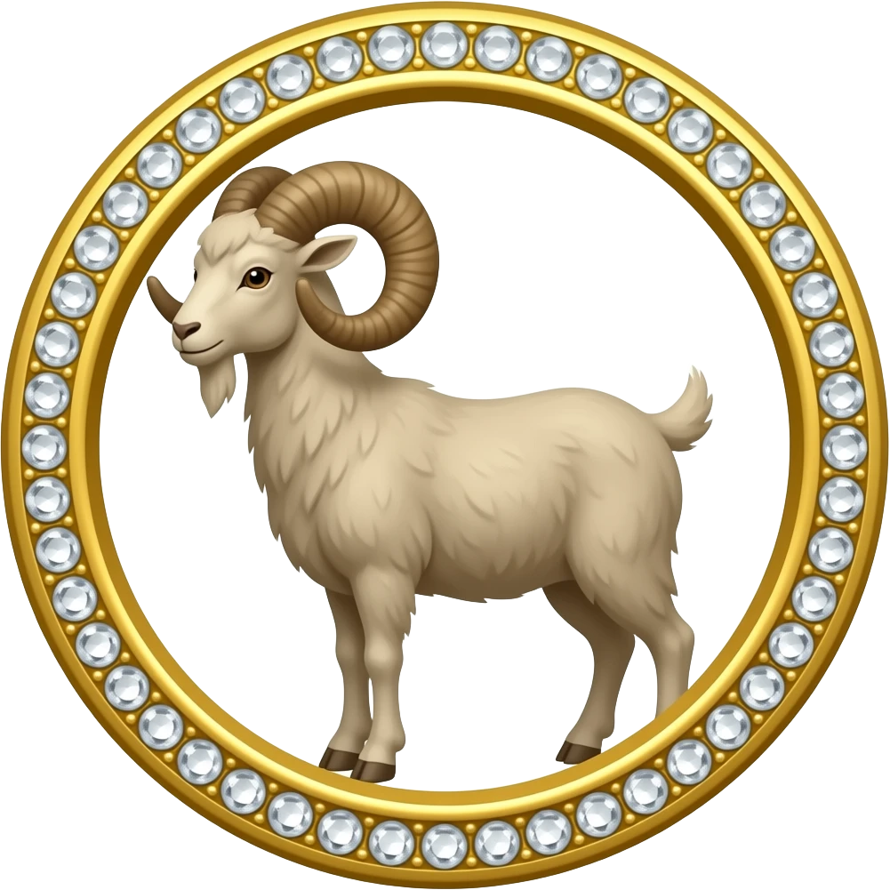 capricorn goat in jewel full gold circle emoji