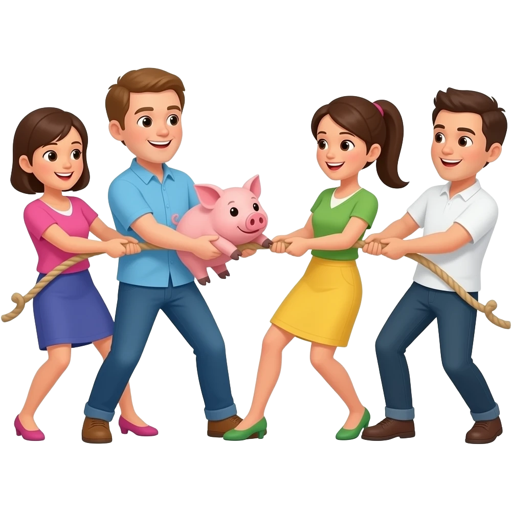 people using a pig instead of rope tug of war emoji