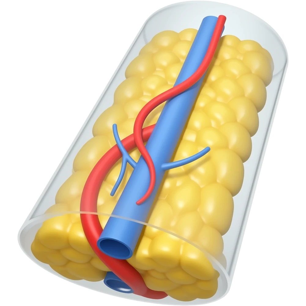 yellow adipose blocking blood flow in vascular tube emoji