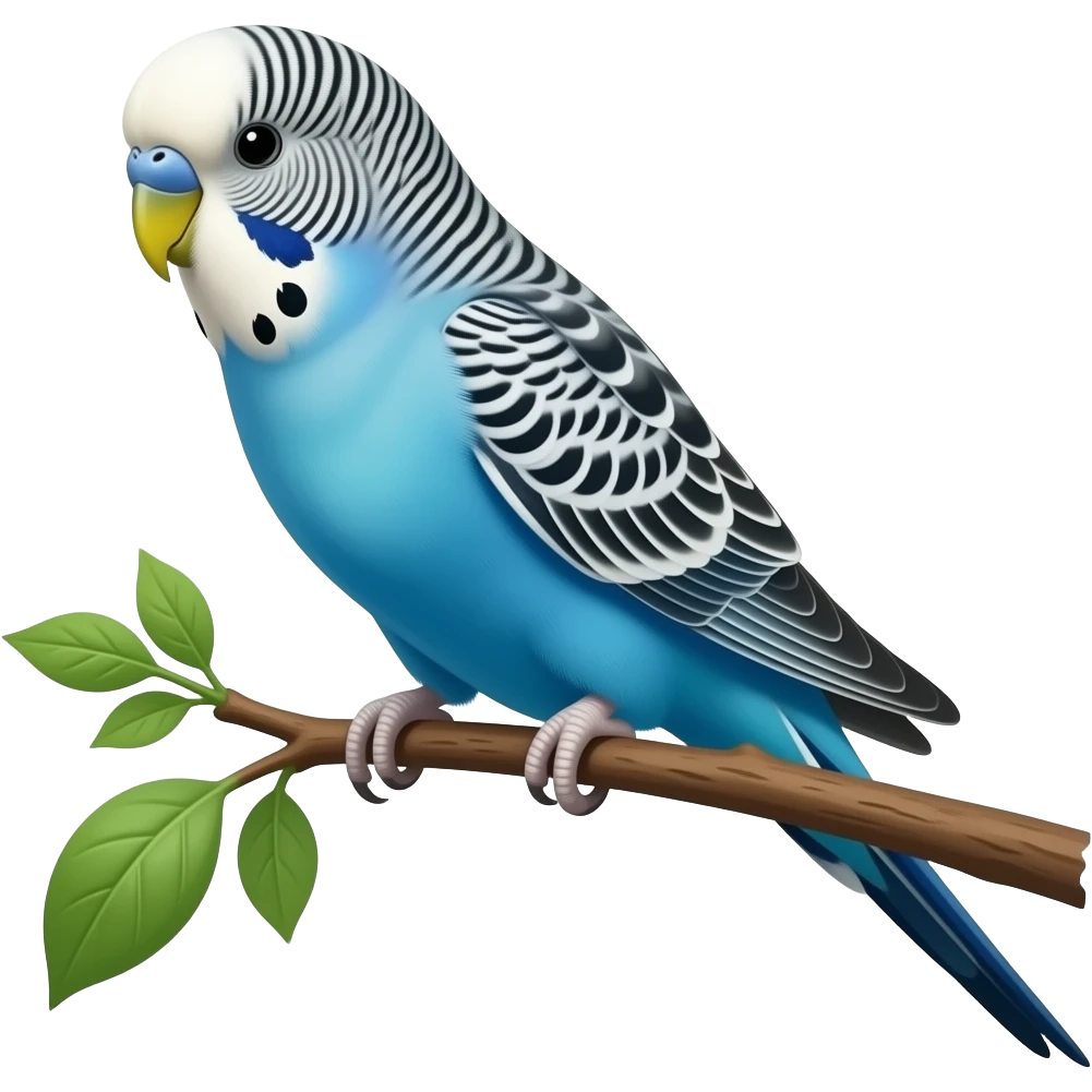 Budgerigar blue and white on a branch emoji