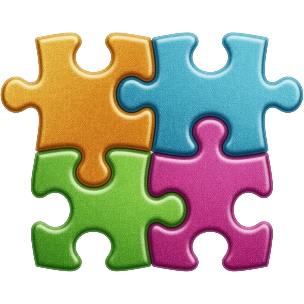 autism puzzle pieces ios shading background. lots of puzzle pieces. lots. indivual small ones. primary colors. more vivid very vivid bright and bright. glittery. lots of individual peices. all stuck together emoji