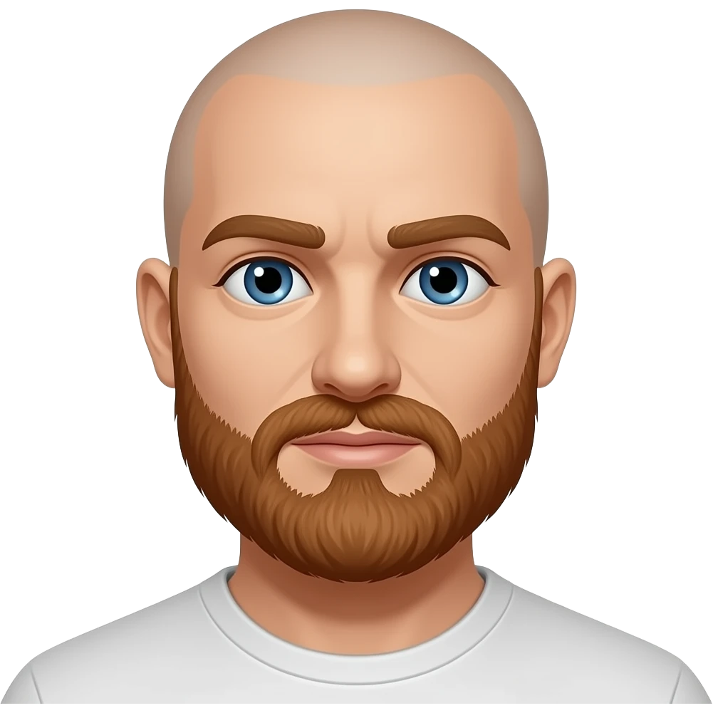 Bald white dude with a narrow head with red beard blue eyes and brown eyebrows emoji