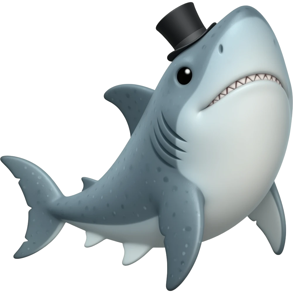 Shark with a top hat emoji