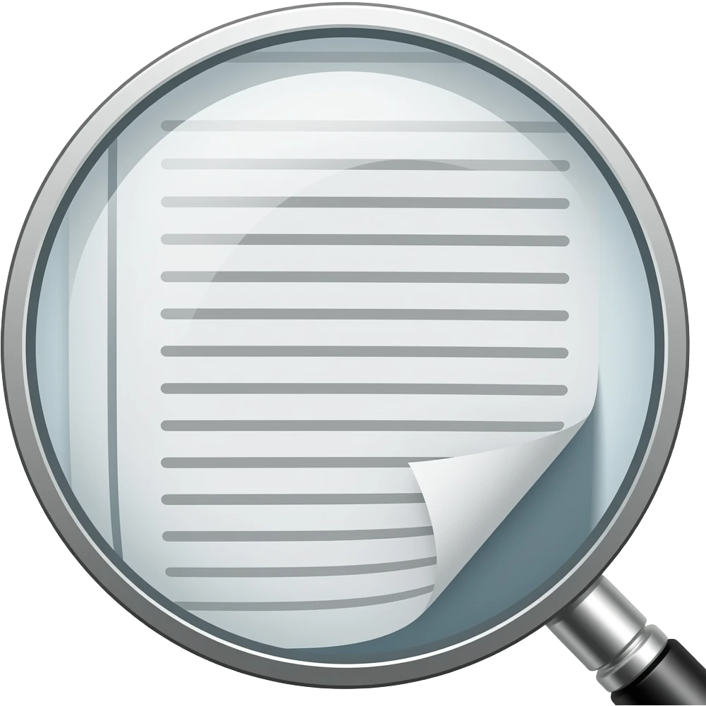 a documents get magnified under the magnifyglass ass the rest of the document remain small but magnified under its glass emoji