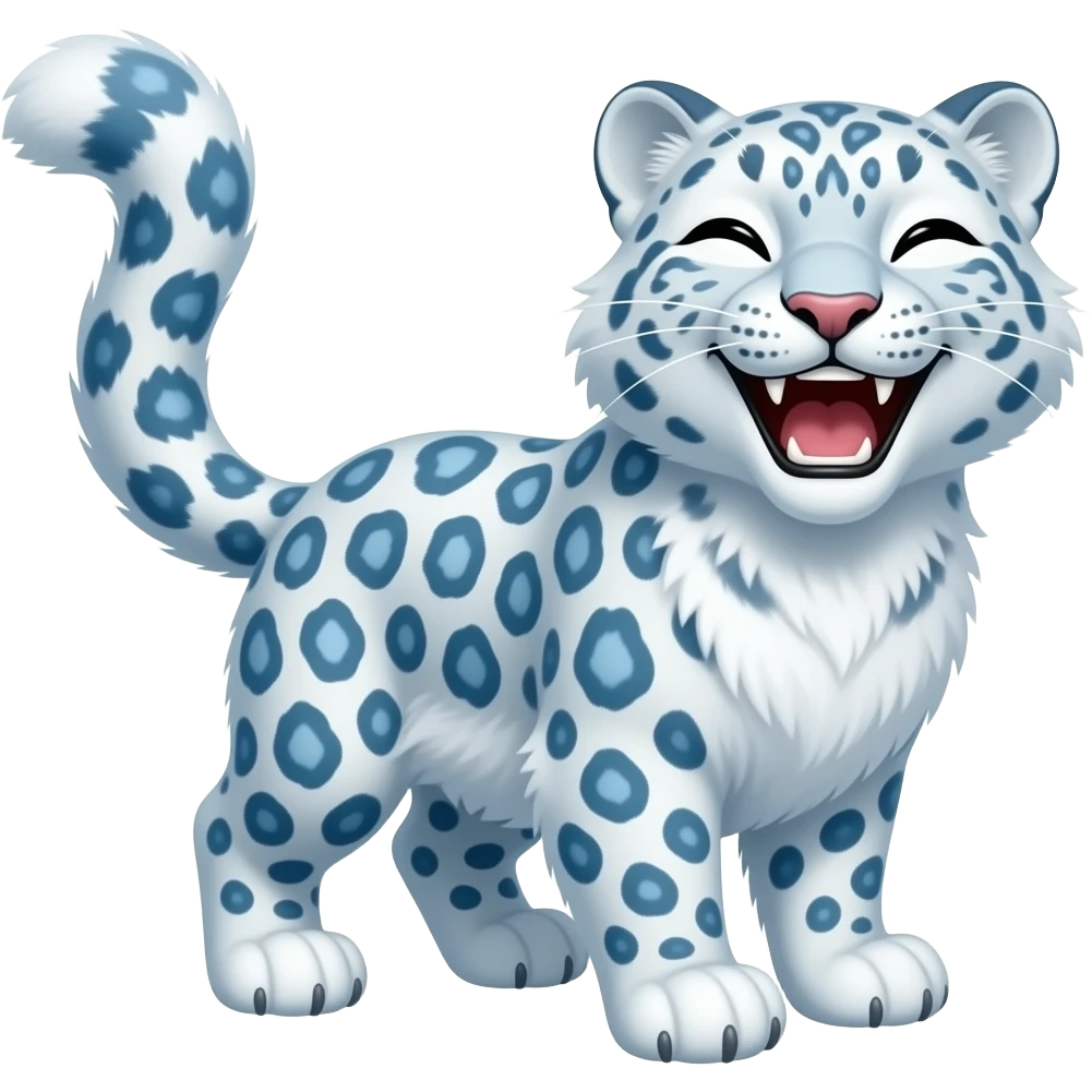 Fluffy Snow leopard laughing emoji