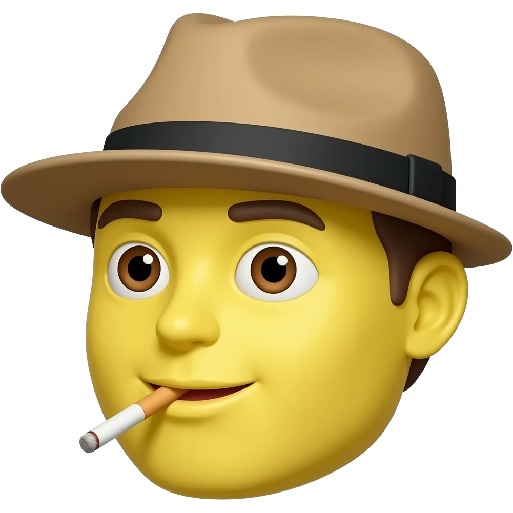 Uno con cigarro una gorra de lado con cara redonda y amarillacors circular cara emoji