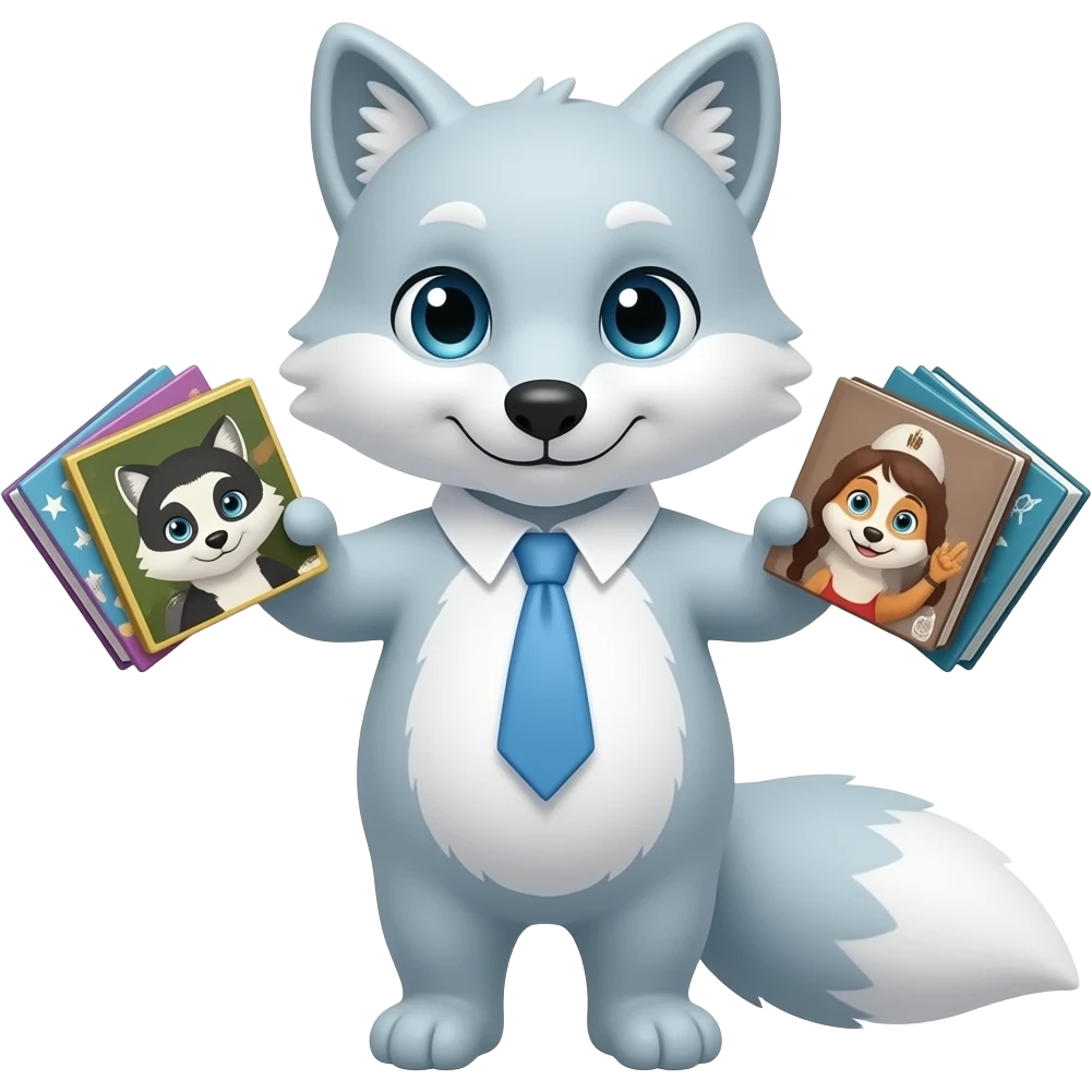 snow fox with music albums in his hands emoji