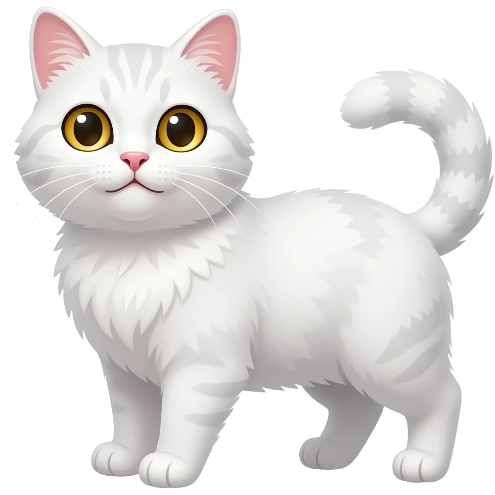 happy white cat, golden eyes emoji