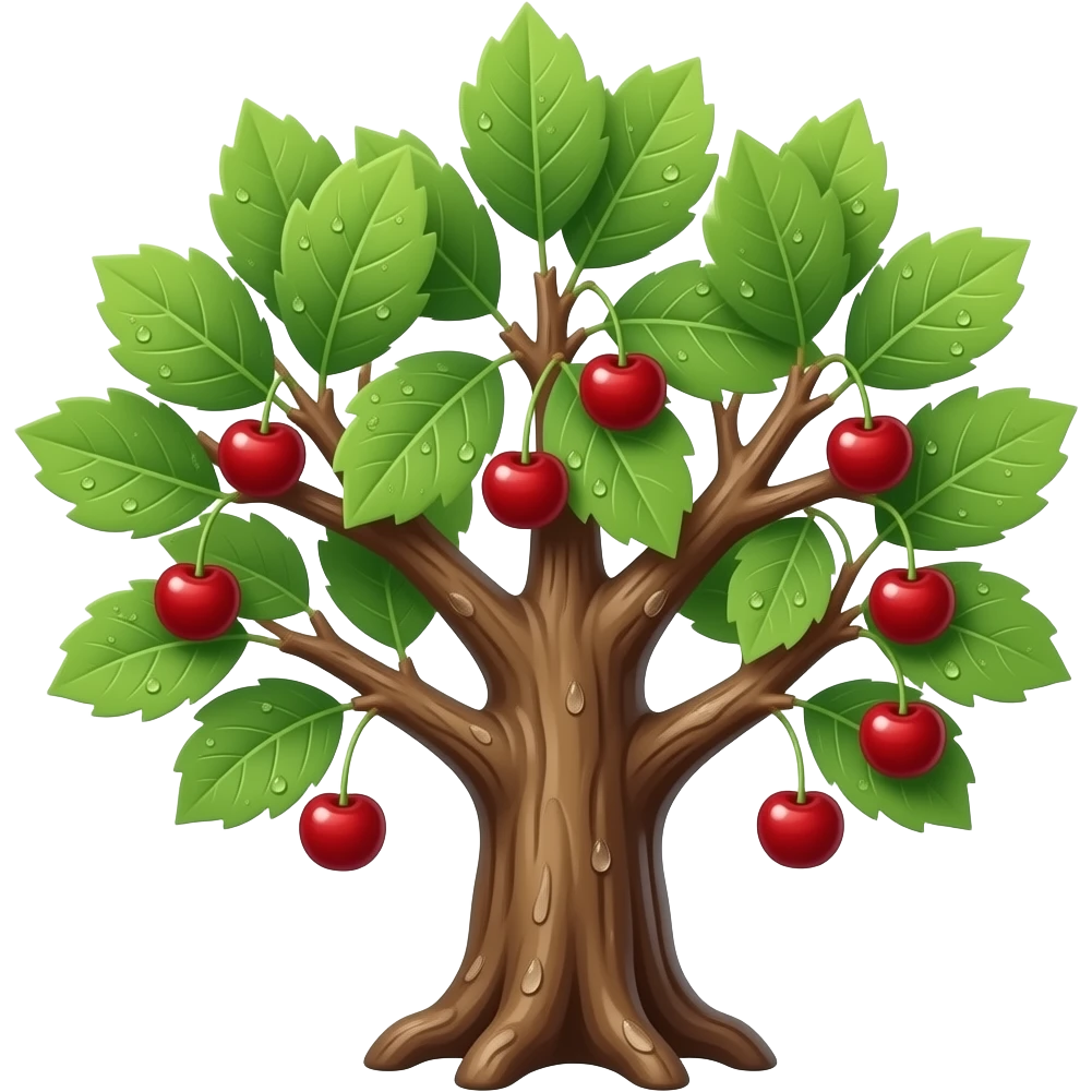 small, fresh early cherries on the tree in spring emoji