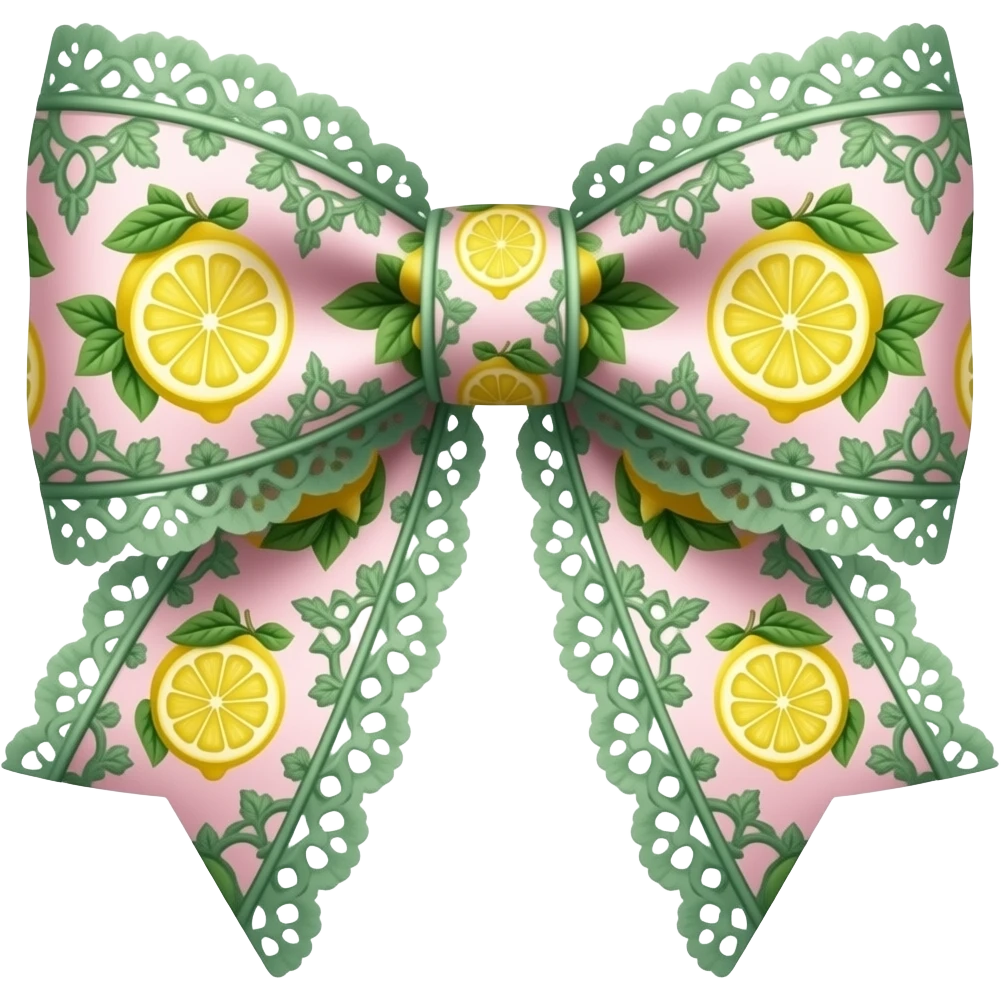 pink and green with lemon rococo pattern on bow lace coquette bow emoji