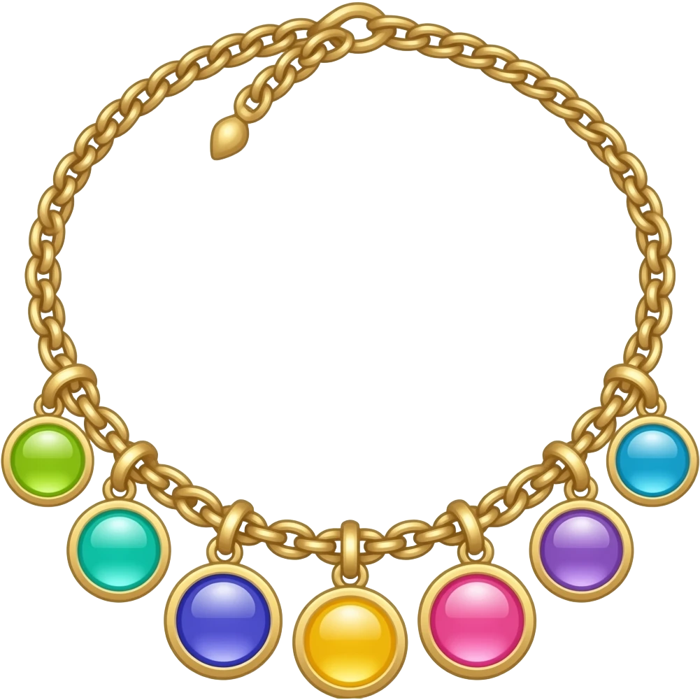 multicolor 6 charms long necklace emoji