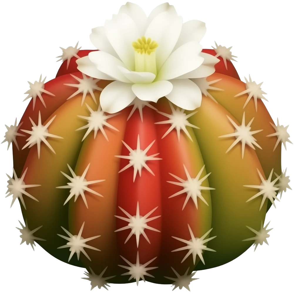 red cacti with a white flower emoji