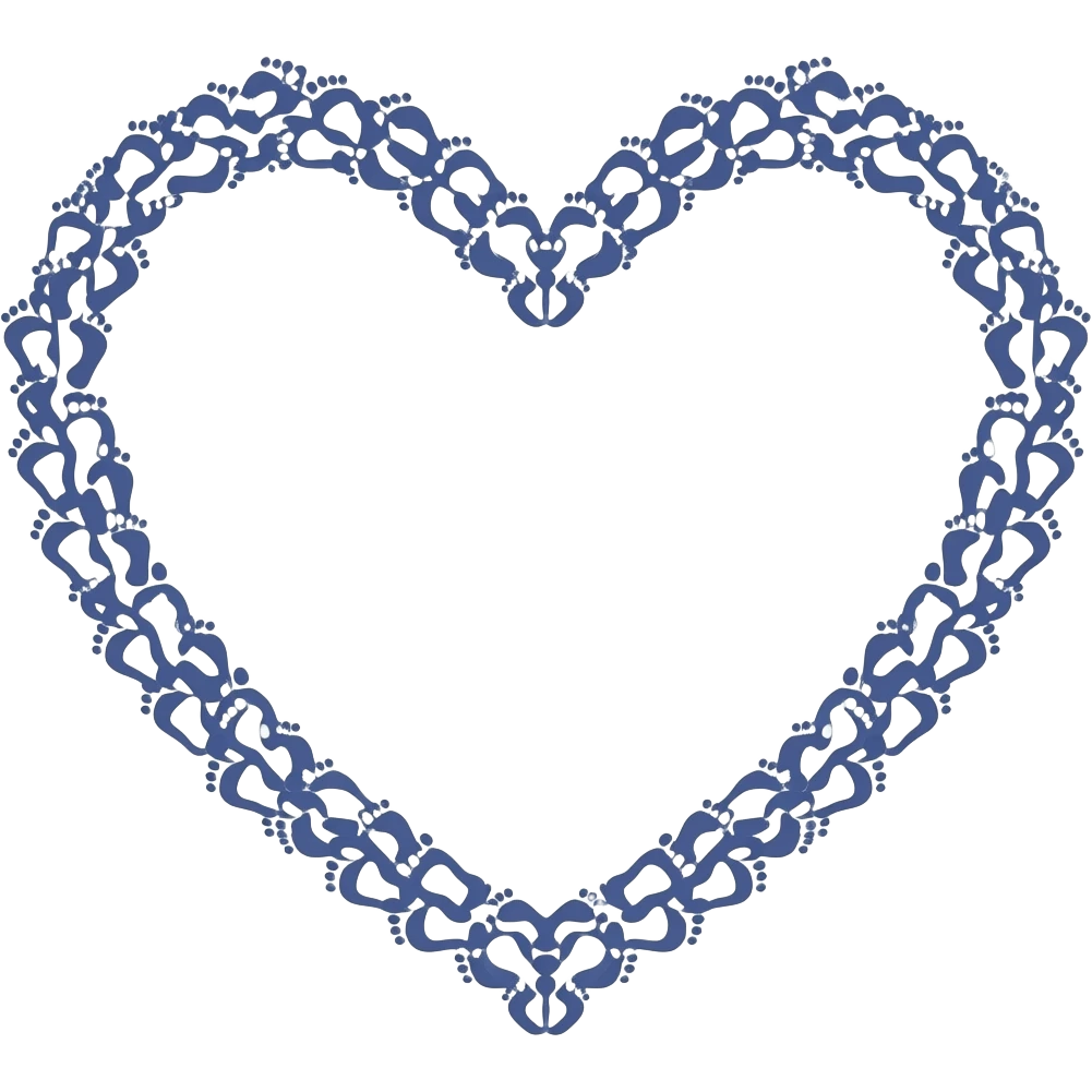 heart that is just an outline made of the foot 🦶 emoji kind of like a wreath of feet emojis emoji