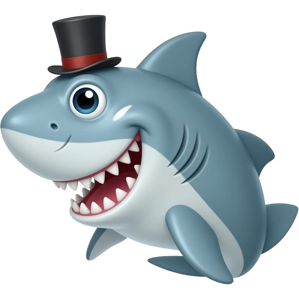 Shark with a top hat emoji