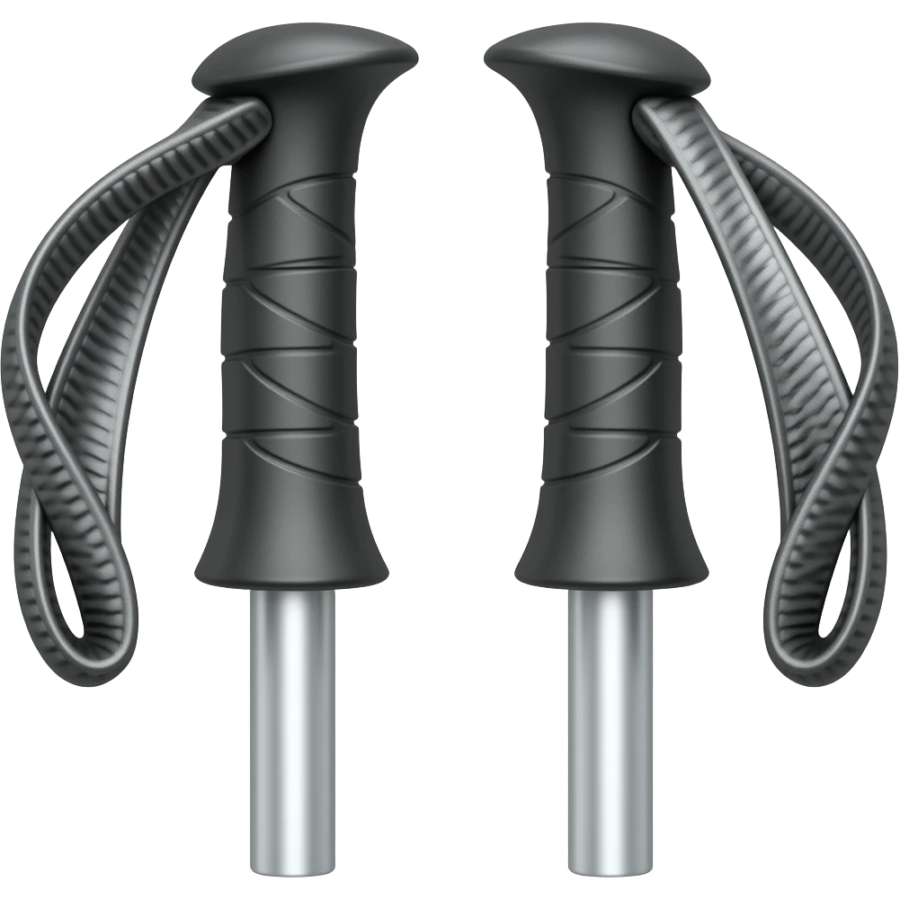 cartoon style, just 2 adjustable ski poles emoji