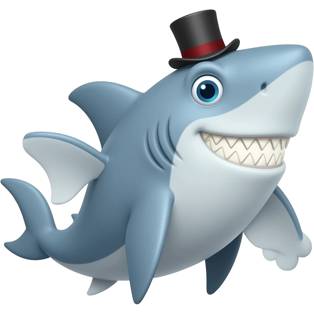 Shark with a top hat emoji