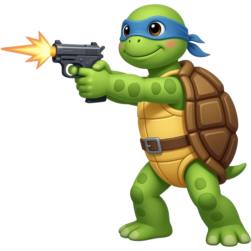 turtle shooting a gun emoji