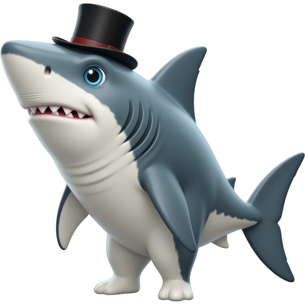 Shark with a top hat emoji