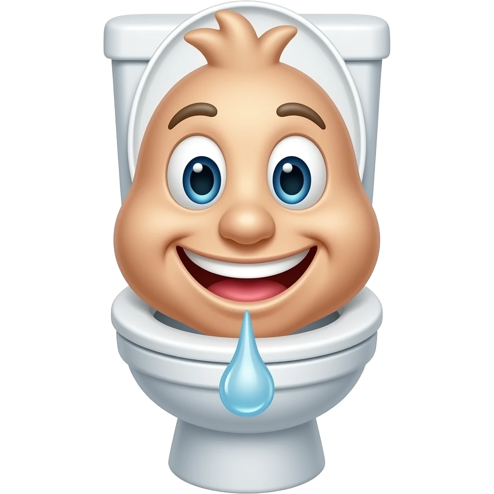 Laughing face peeing in a toilet emoji