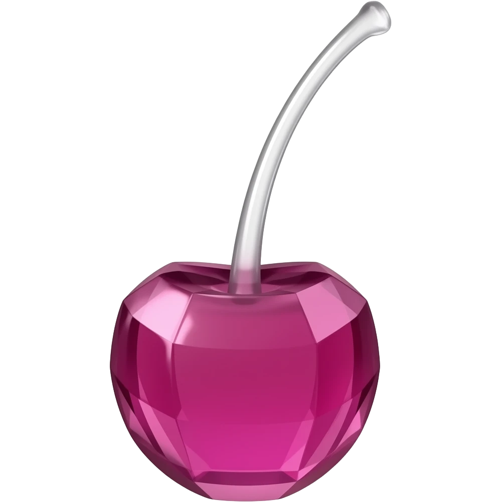 Realistic Ruby colored Crystal cherry with stem emoji