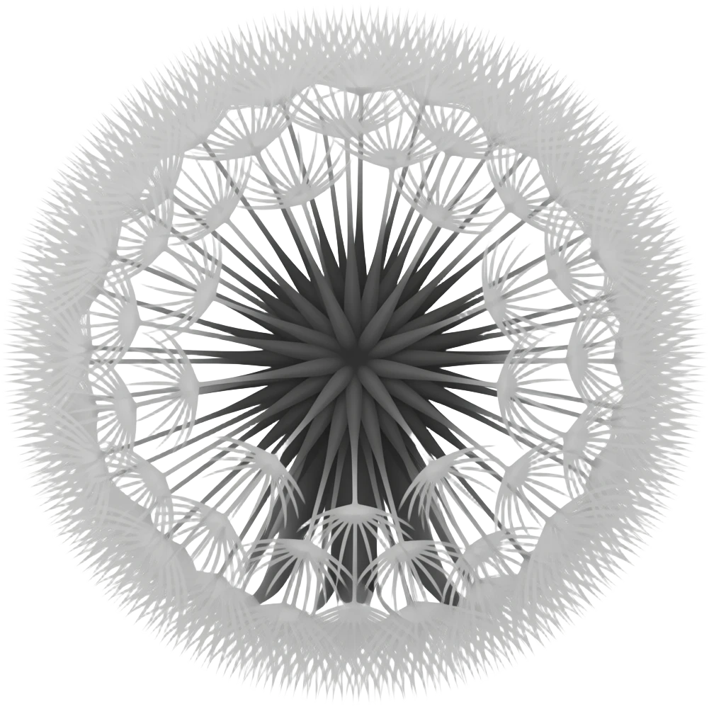 Dandelion. Isnide flower curcle shape and ut bas thise seed withthe white fluff. I need the black and white emoji emoji