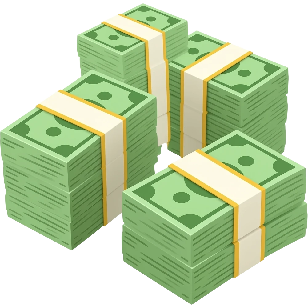 3 stack money near emoji