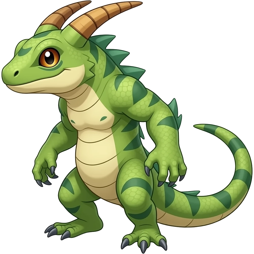 Lizard-Treecko-Kecleon-Axew-Exveemon-Fakémon-hybrid, full body emoji