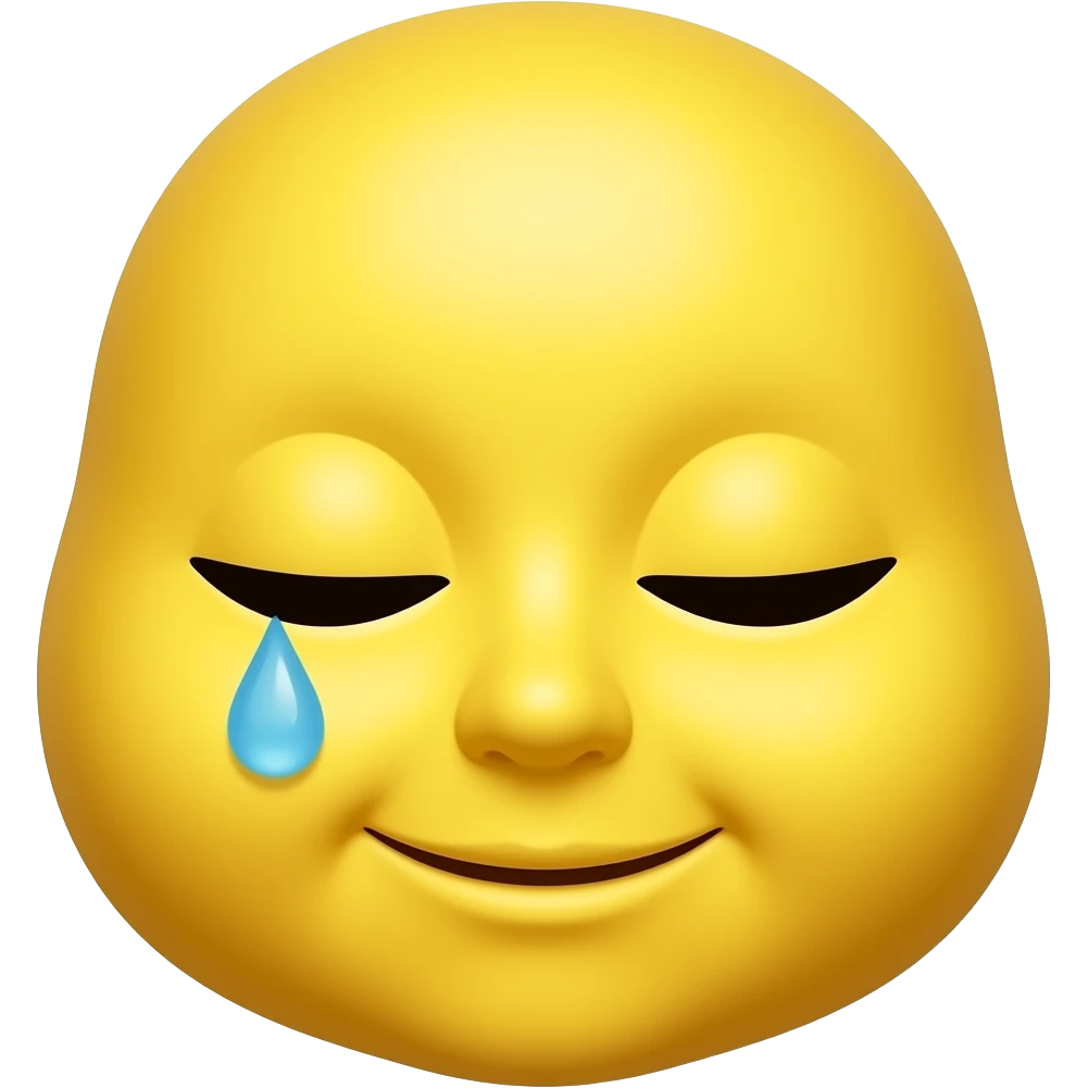 yellow circle emoji with closed eyes and teardrop emoji