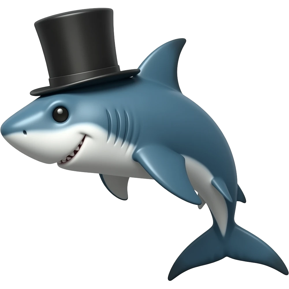 Shark with a top hat emoji