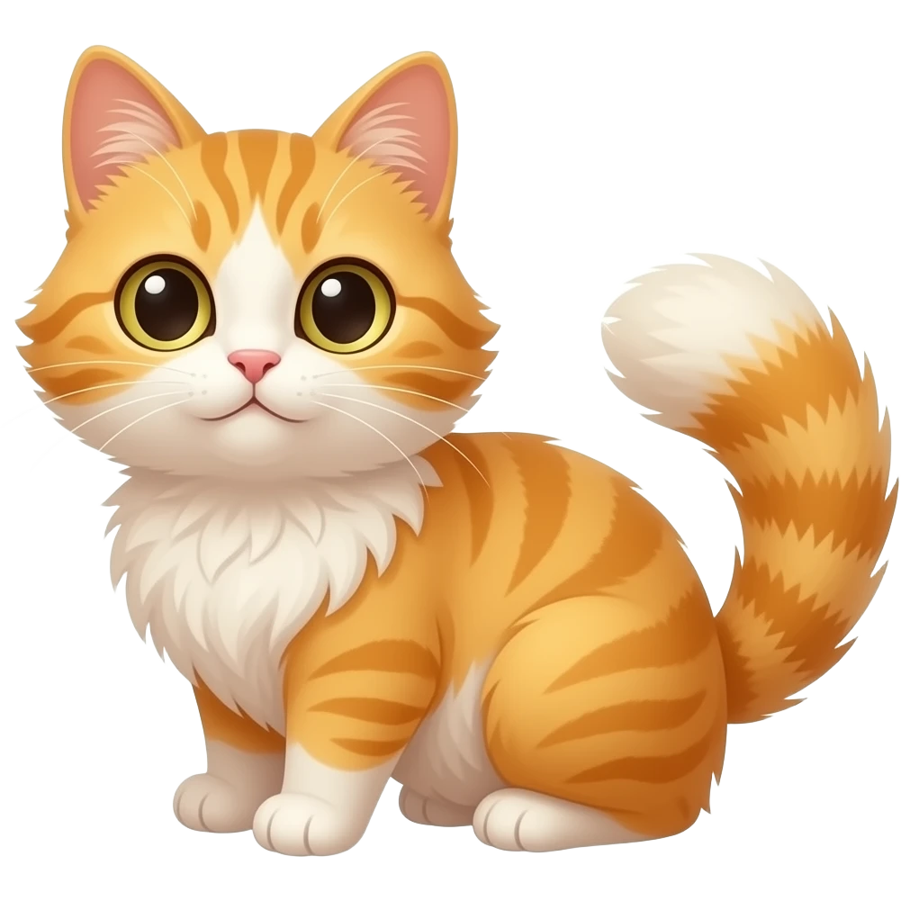 cute furry cat with a mango emoji