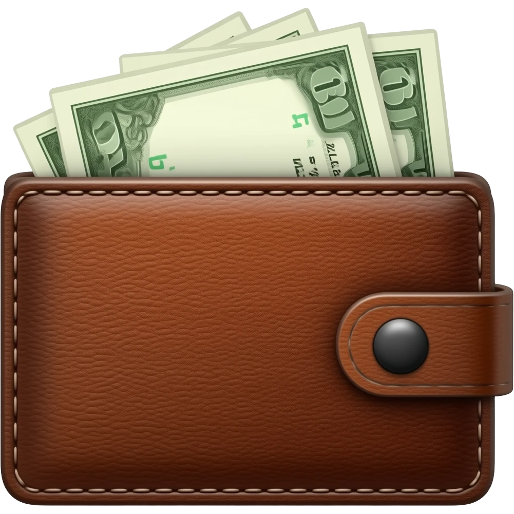 A wallet with money and financial bills, representing financial contribution emoji