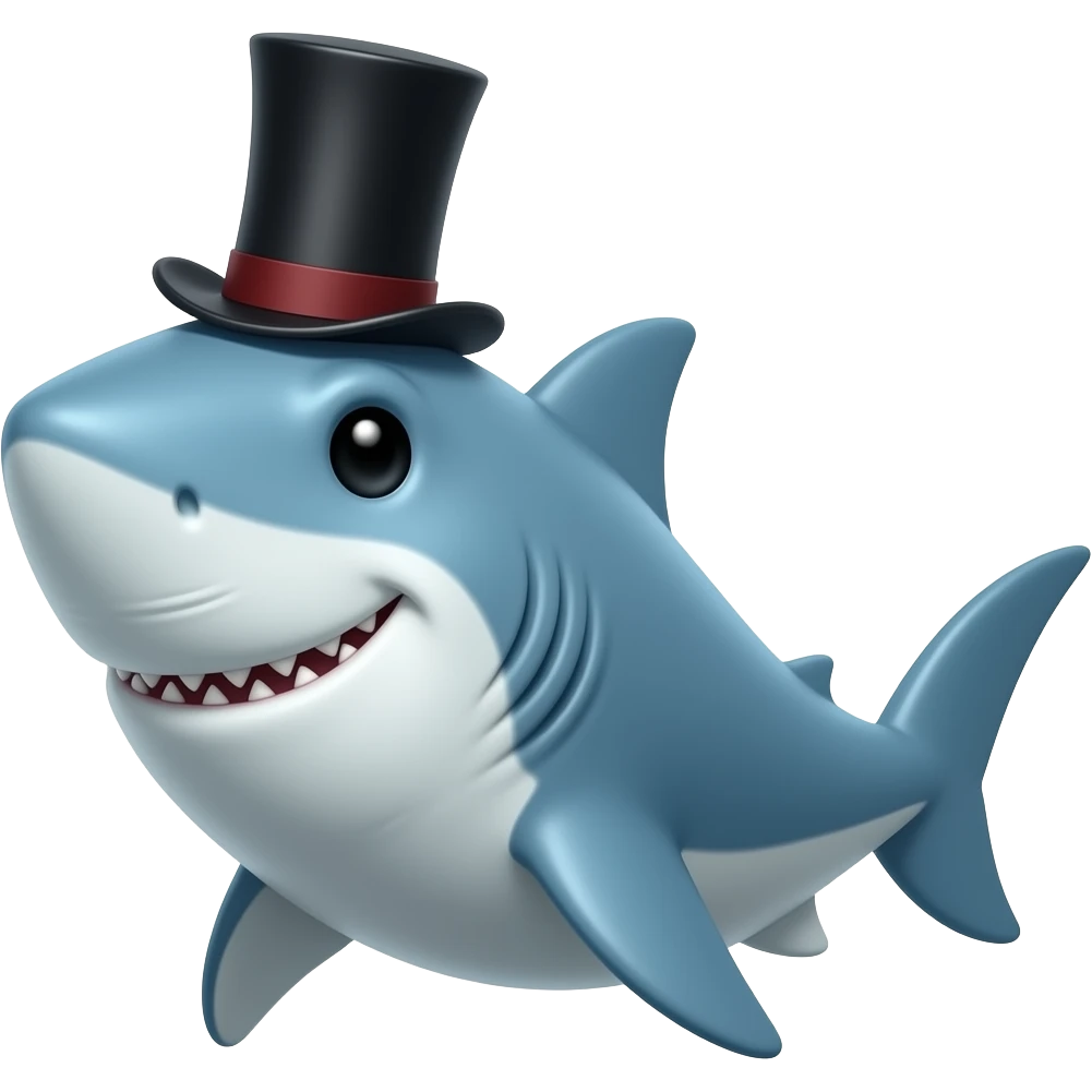 Shark with a top hat emoji