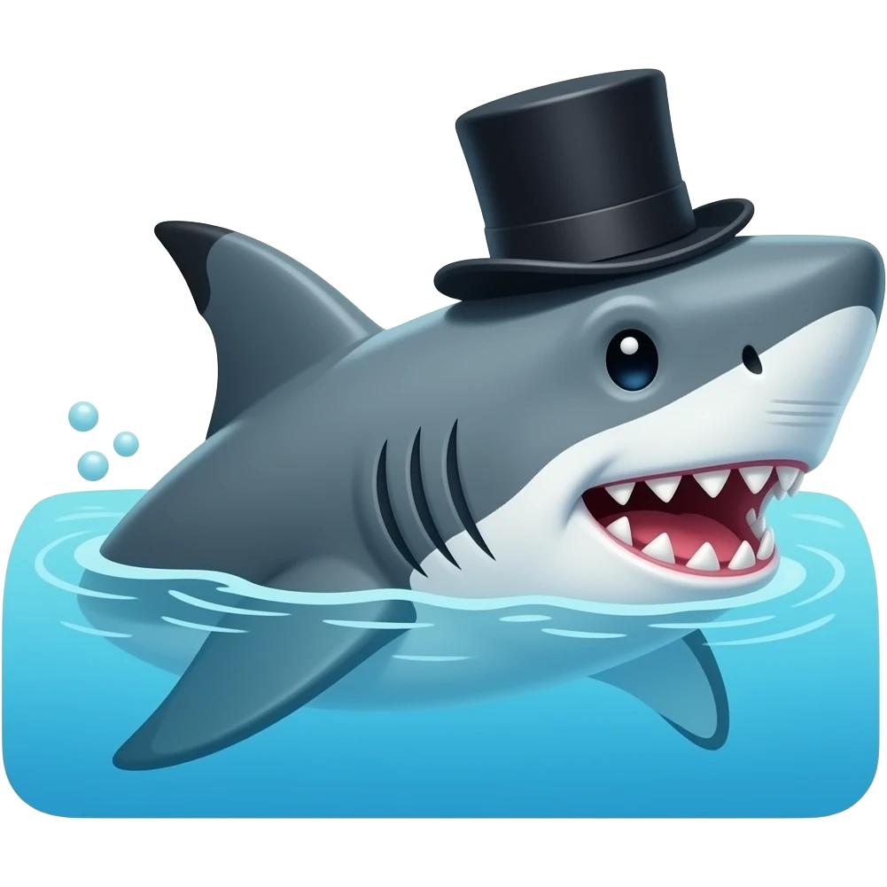 Shark with a top hat emoji