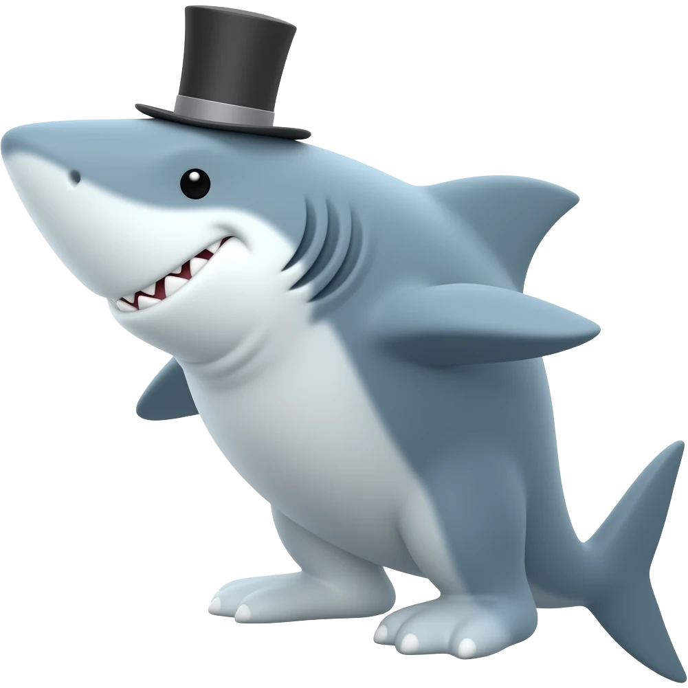 Shark with a top hat emoji