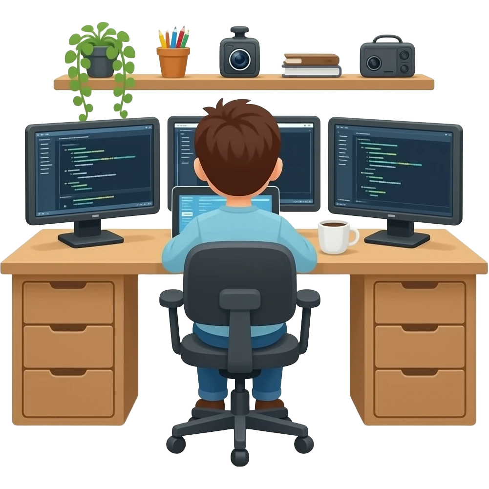 une personne qui code sur sont ordinateur emoji | AI Emoji Generator
