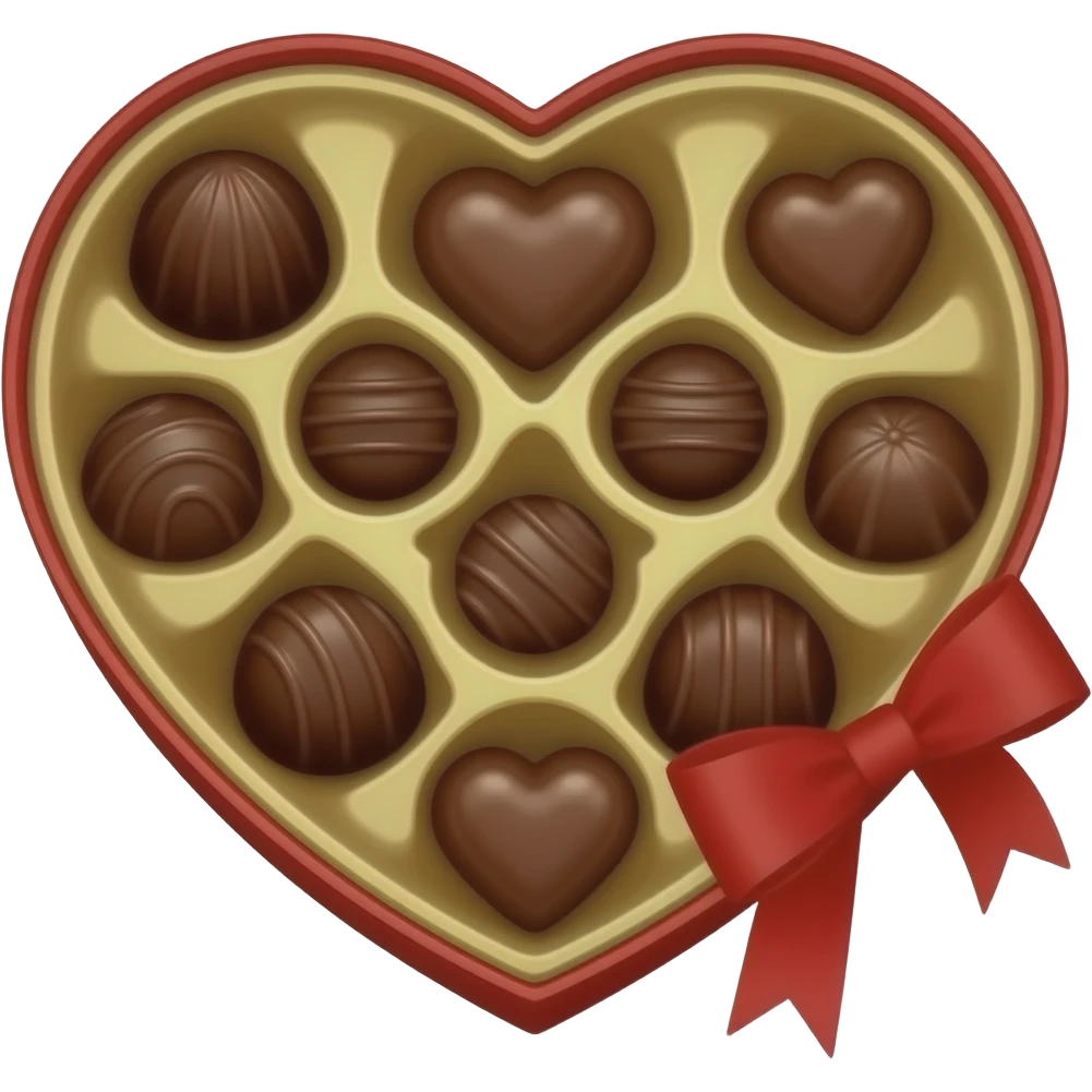 A valentine day heart box chocolate open with chocolates inside emoji