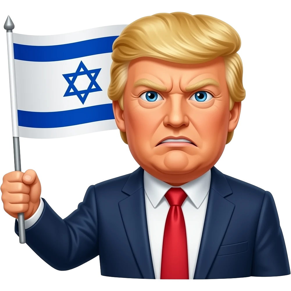angry donald trump holding an Israel flag emoji
